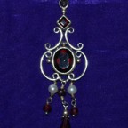 Red Stones Silver Pendant